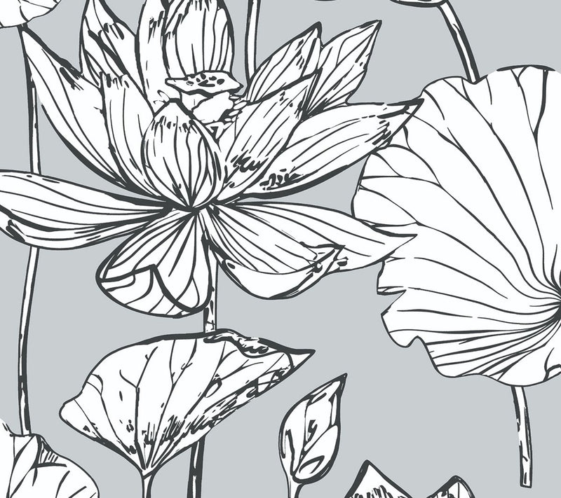 NextWall Lotus Floral Peel and Stick WallpaperRoll — View 6