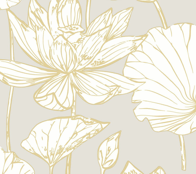 NextWall Lotus Floral Peel and Stick WallpaperRoll — View 9