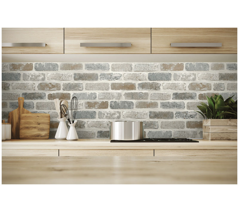 NextWall Washed Faux Brick Peel and Stick Wallpaper Roll — View 6