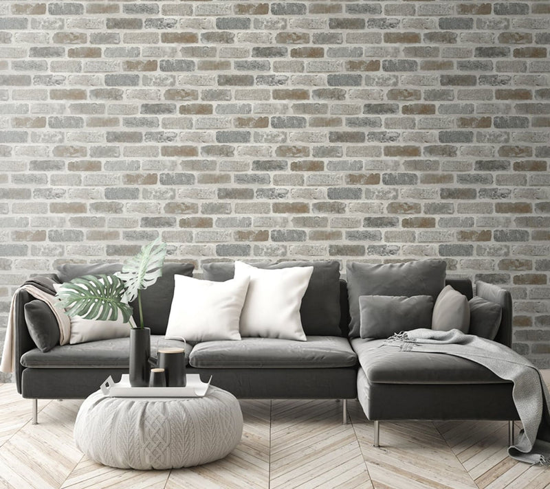 NextWall Washed Faux Brick Peel and Stick Wallpaper Roll — View 7