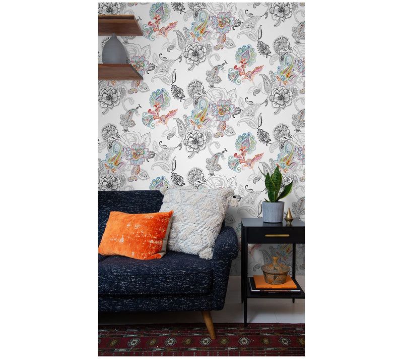NextWall Colorful Paisley Peel and Stick Wallpaper Roll — View 2