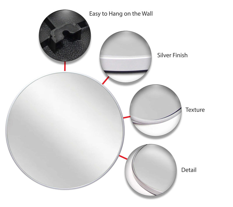 Infinity Instru ments 21" Wall Mirror, Matte S Ilver Frame — View 6