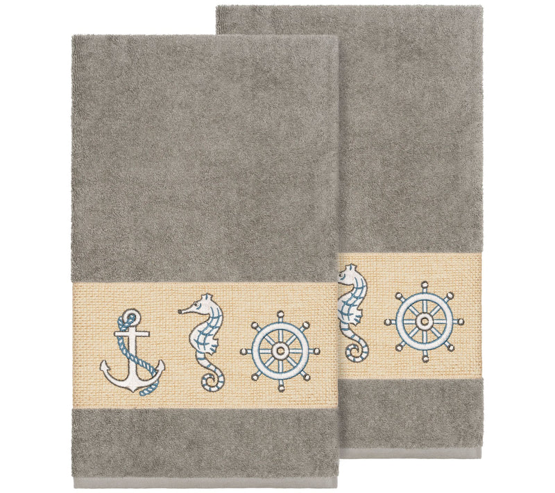 Linum Home Textiles Easton 2PC Embellished BathTowel Set — View 5