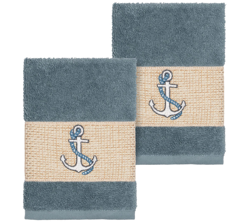 Linum Home Textiles Easton 2PC Embellished Washcloth Set — View 11