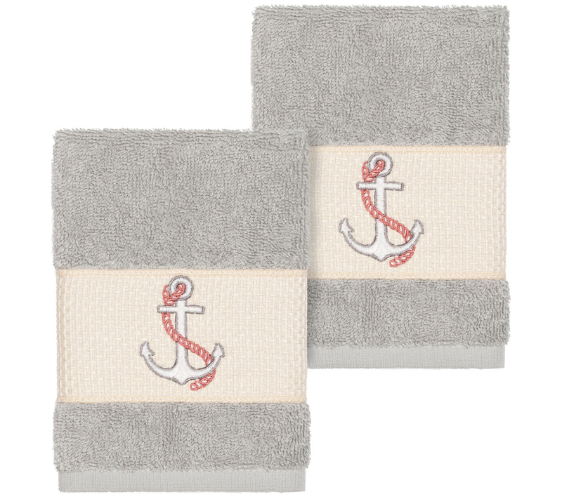 Linum Home Textiles Easton 2PC Embellished Washcloth Set — View 7