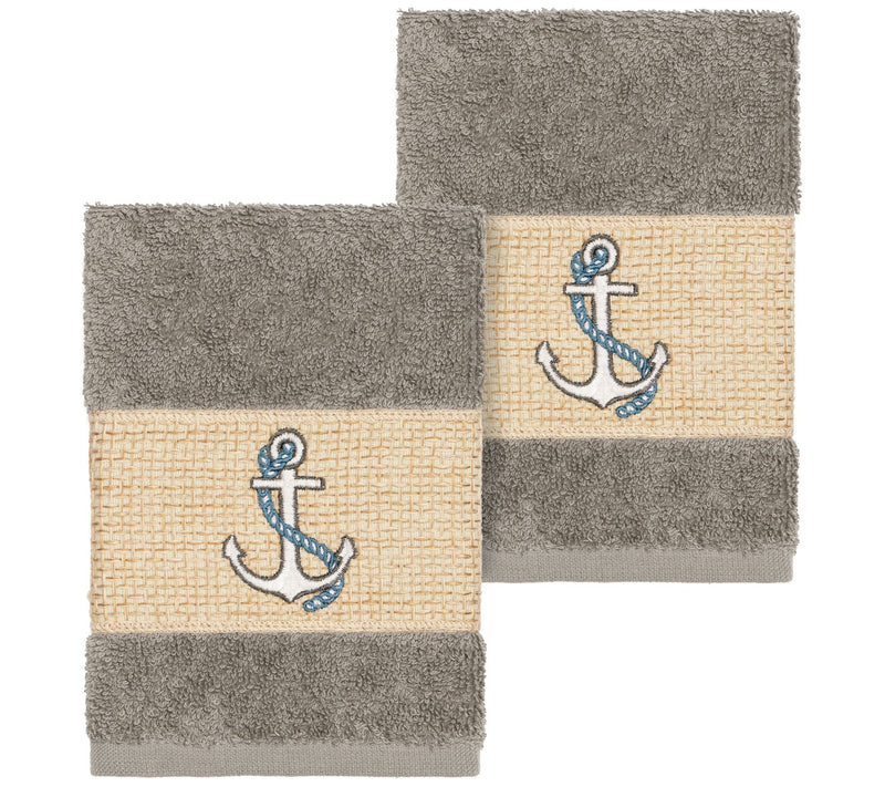 Linum Home Textiles Easton 2PC Embellished Washcloth Set — View 5