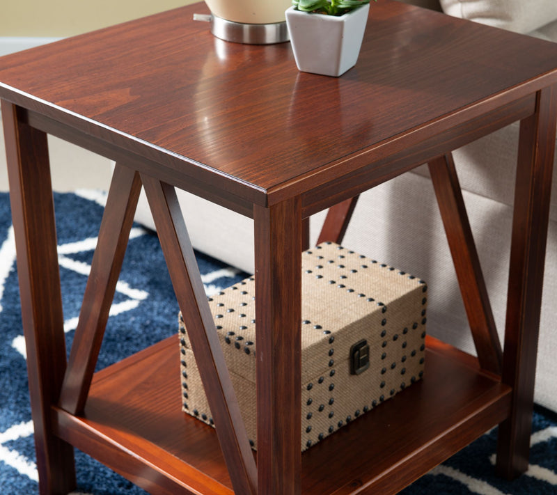 Linon Home Hollis Antique Tobacco End Table W/ottom Shelf — View 6