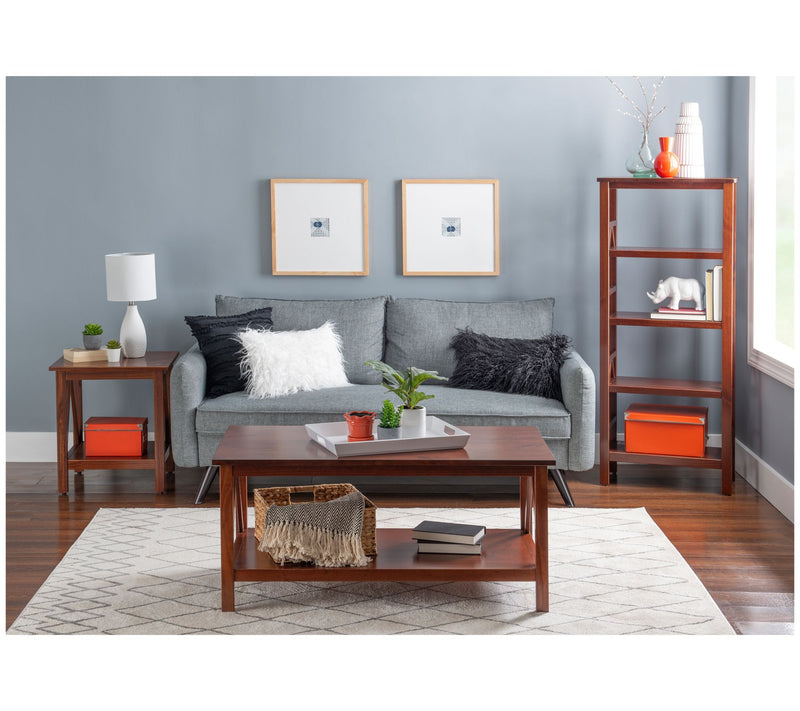 Linon Home Hollis Antique Tobacco End Table W/ottom Shelf — View 7