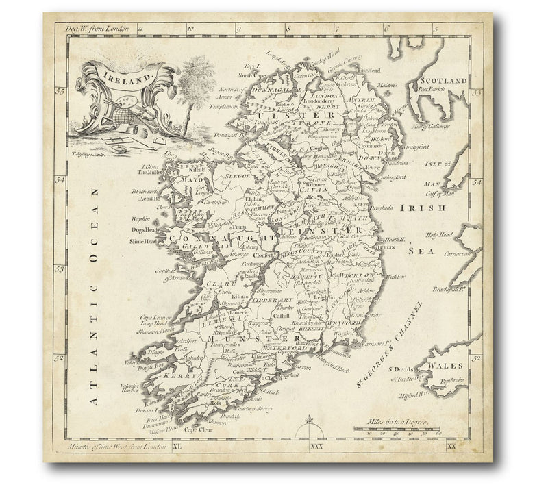 Courtside Market Map of Ireland 12x12 Canvas Wall Art — Main view