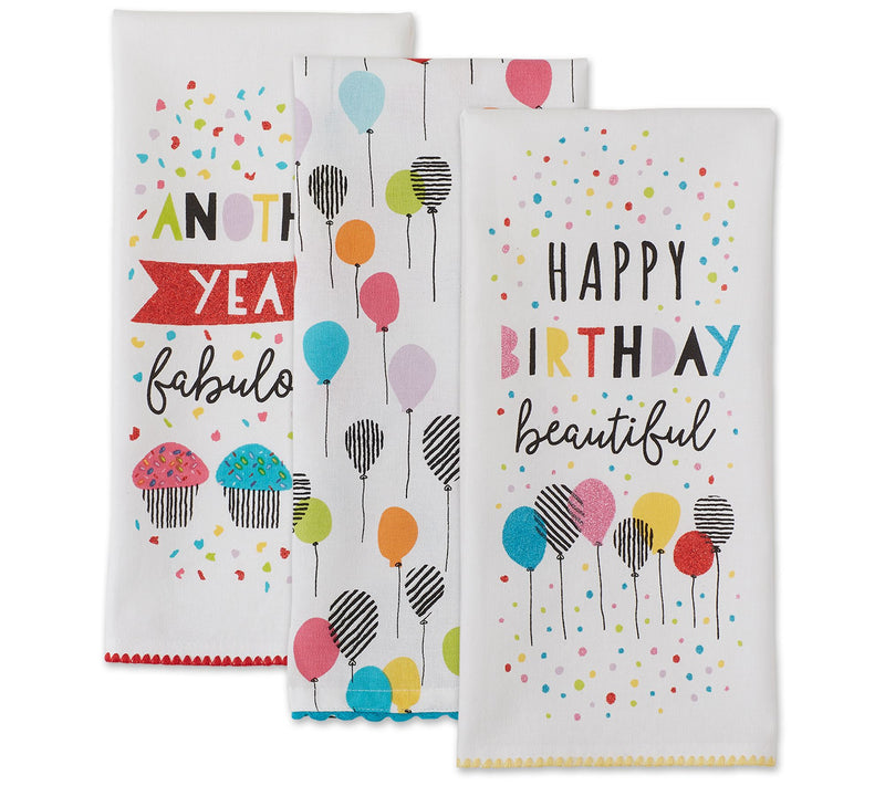 Design Imports Set of 3 Happy Birthday Kitchen Towels — Main view