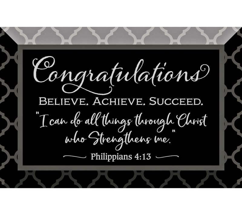 Dexsa Congratulations Glass Plaque with Easel 6"x4" — Main view