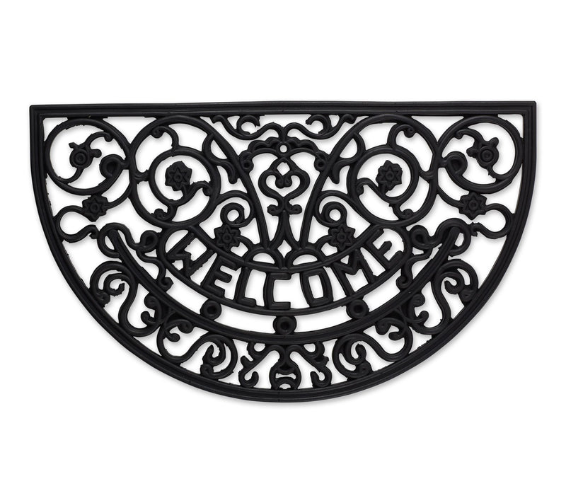 Design Imports Welcome Scroll Half Moon RubberDoormat — Main view