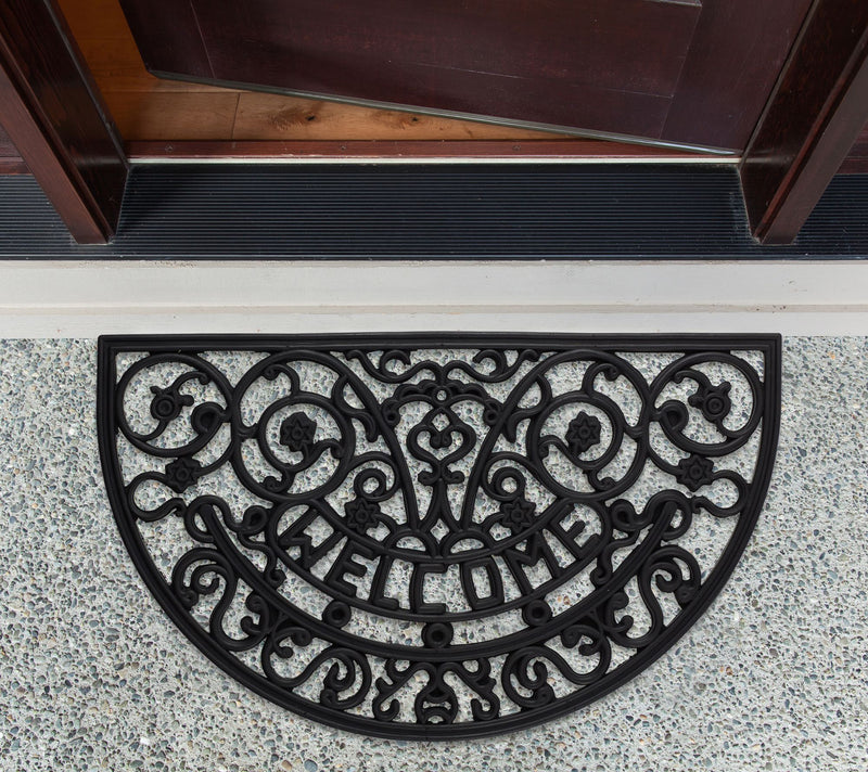 Design Imports Welcome Scroll Half Moon RubberDoormat — View 4