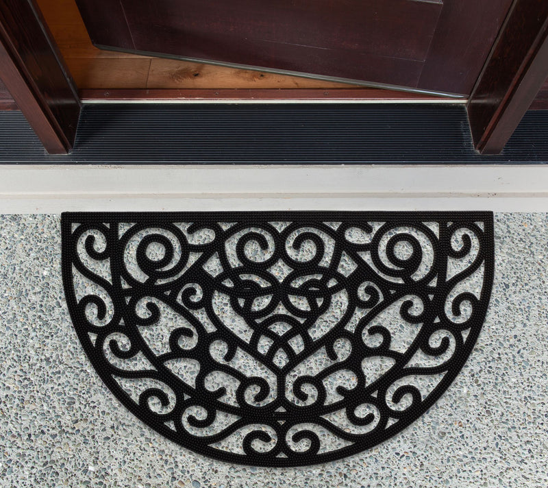 Design Imports Heart Scroll Half Moon Pin Rubber Doormat — View 5