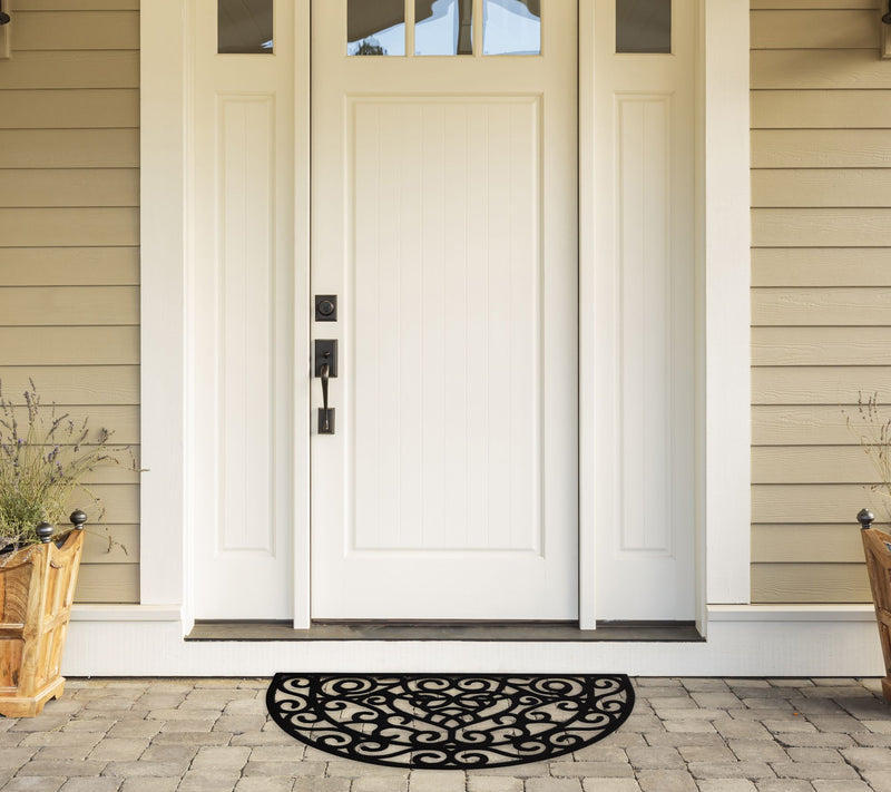 Design Imports Heart Scroll Half Moon Pin Rubber Doormat — View 4