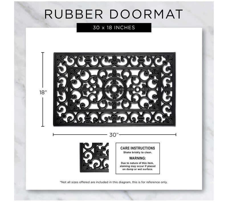 Design Imports Heart Scroll Half Moon Pin Rubber Doormat — View 3