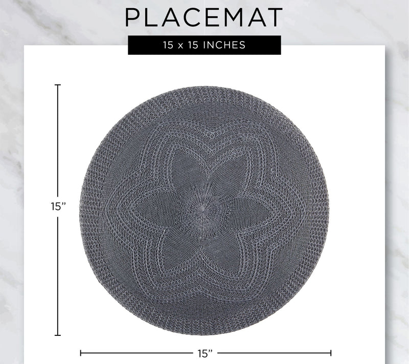 Design Imports Set of 6 Natural Fringe Round Placemats — View 7