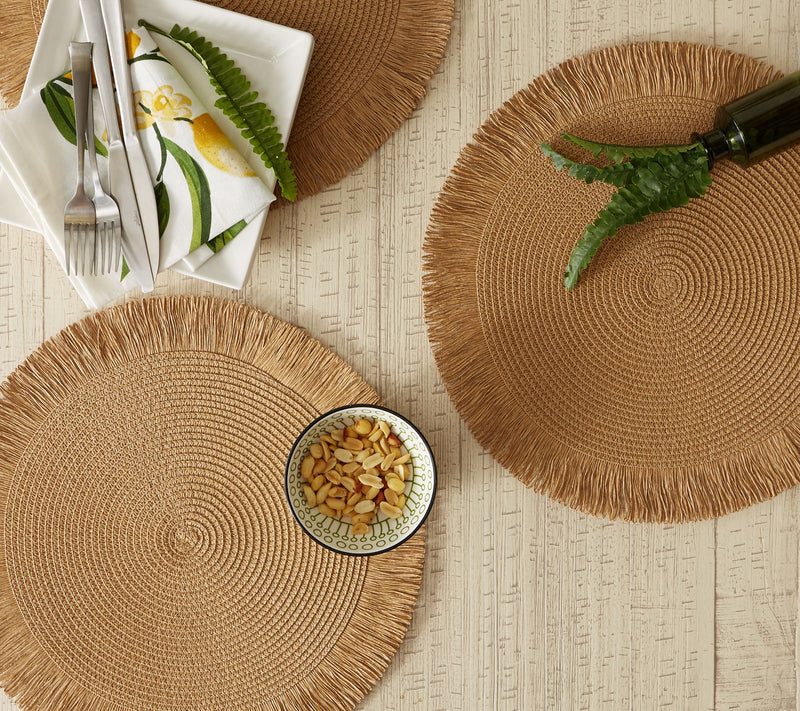 Design Imports Set of 6 Natural Fringe Round Placemats — View 4