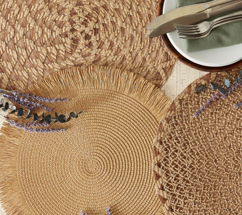 Design Imports Set of 6 Natural Fringe Round Placemats — View 6