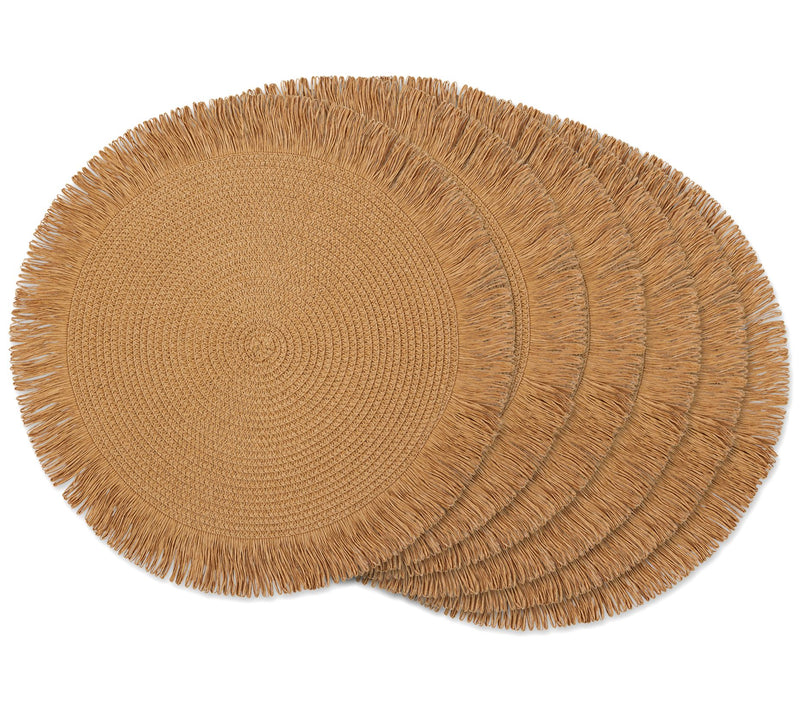 Design Imports Set of 6 Natural Fringe Round Placemats — Main view