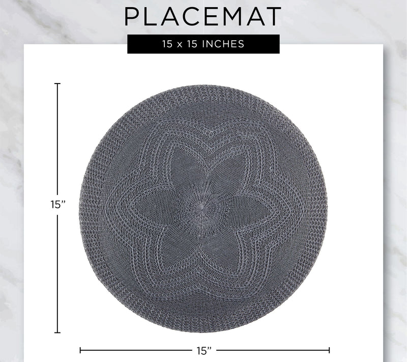 Design Imports Set of 6 Natural Dahlia RoundPlacemats — View 8