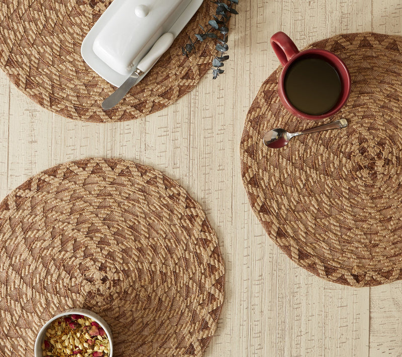 Design Imports Set of 6 Natural Dahlia RoundPlacemats — View 4