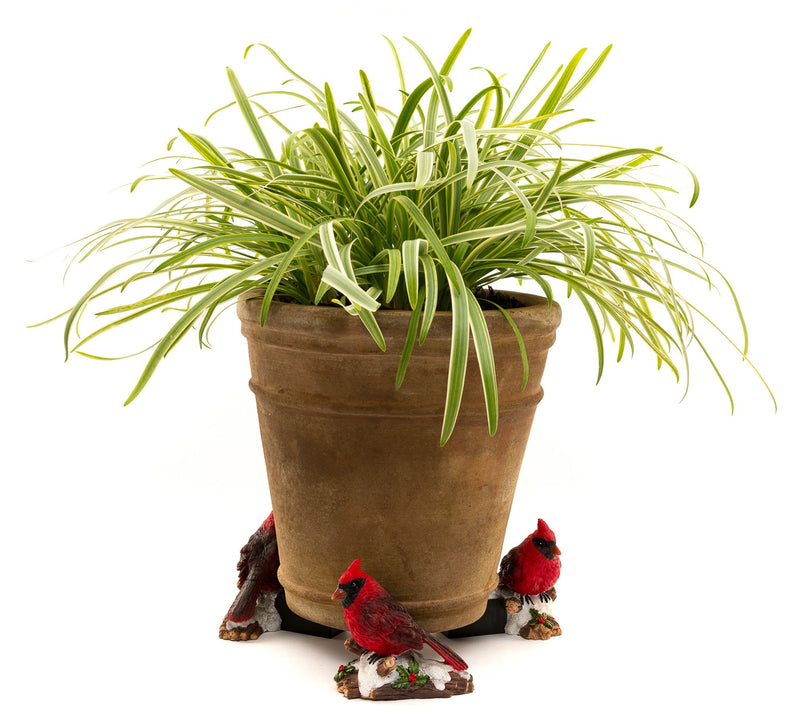 Jardinopia Potty Feet Red Cardinal Bird  S/3Planter Feet — View 3