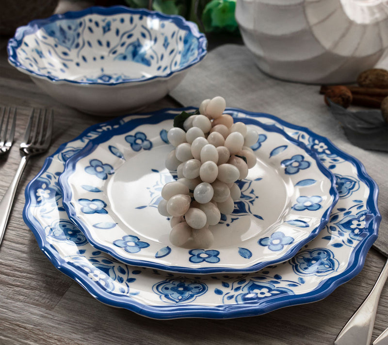 Elama Blue Garden 12 Pc Lightweight Melamine Dinnerware — View 7
