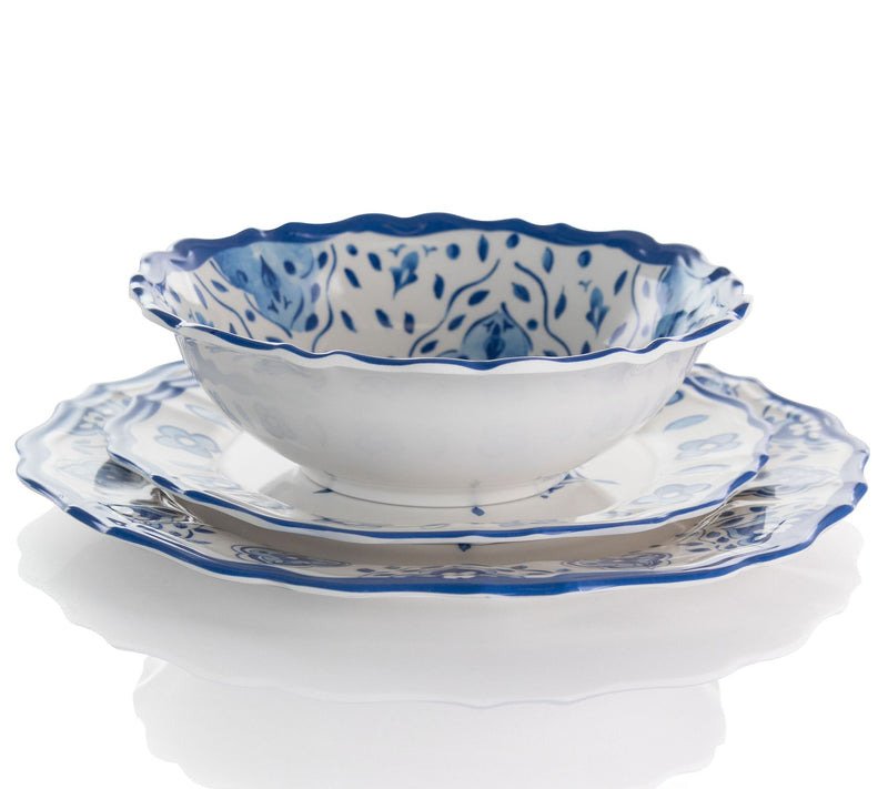 Elama Blue Garden 12 Pc Lightweight Melamine Dinnerware — View 2