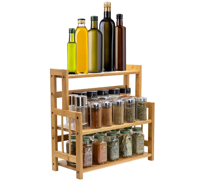 Sorbus 3-Tier Standing Adjustable Bamboo Storage Organizer — Main view