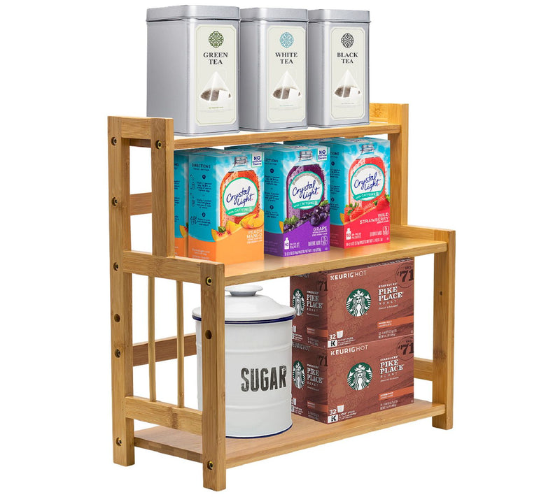 Sorbus 3-Tier Standing Adjustable Bamboo Storage Organizer — View 5