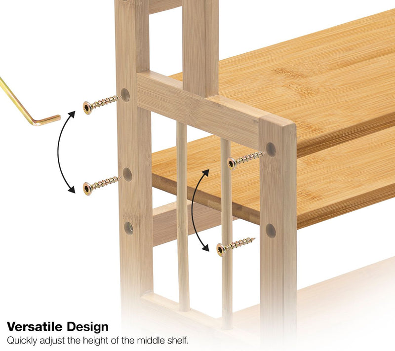 Sorbus 3-Tier Standing Adjustable Bamboo Storage Organizer — View 6