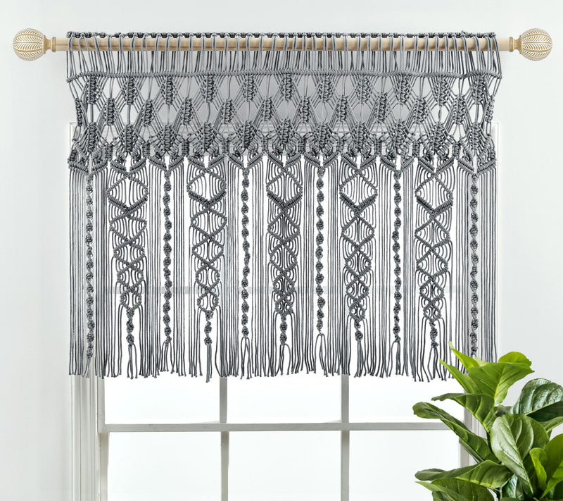 Boho Macrame Textured Cotton Valance/Wall Decorby Lush Decor — Main view