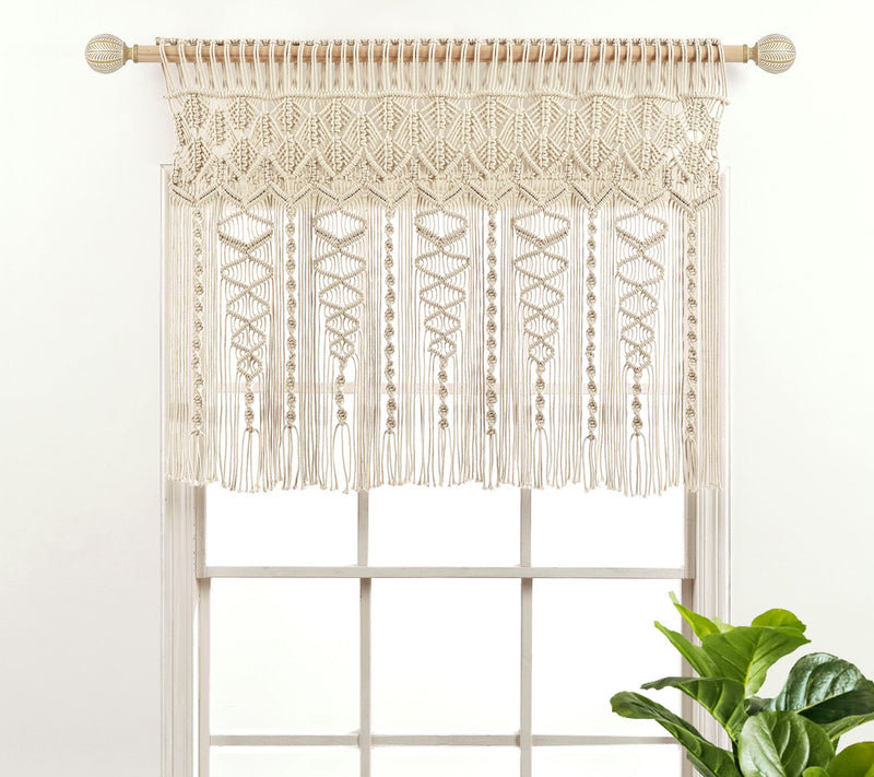 Boho Macrame Textured Cotton Valance/Wall Decorby Lush Decor — View 5