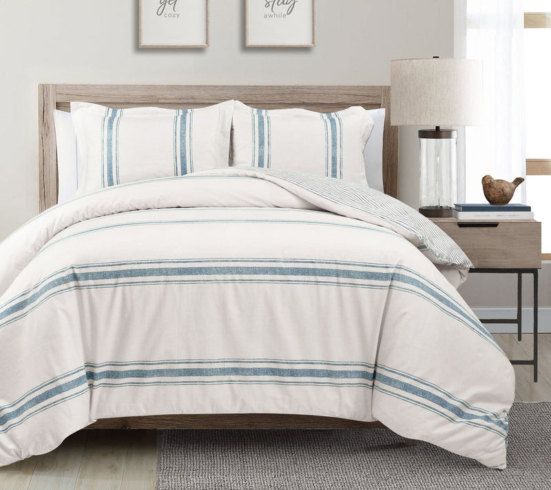 Farmhouse Stripe 3-pc King Duvet Cover Set by Lush Decor — Main view