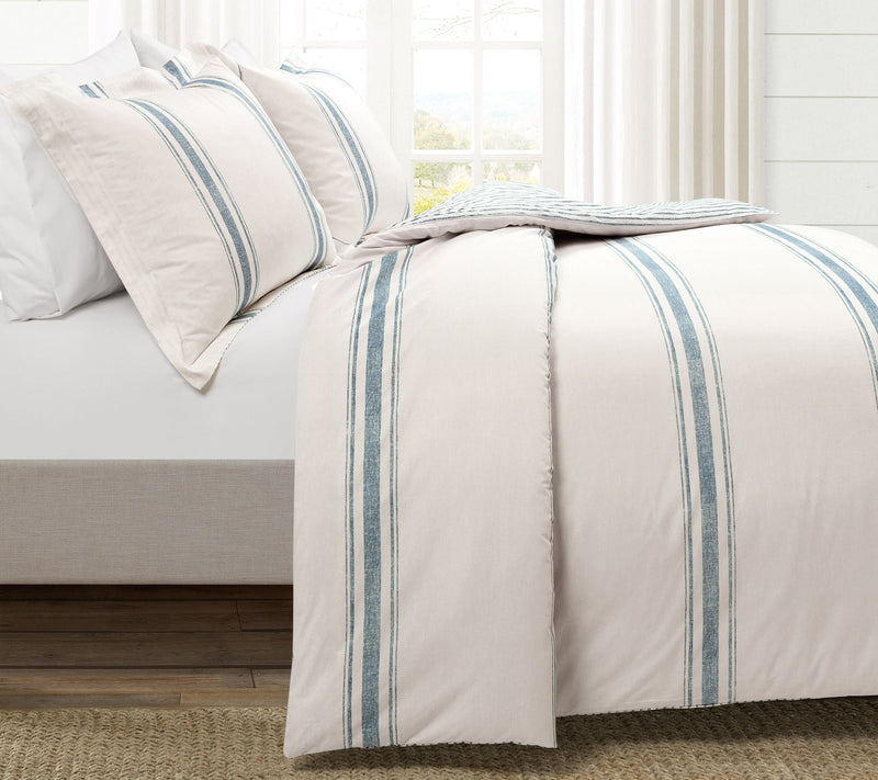 Farmhouse Stripe 3-pc King Duvet Cover Set by Lush Decor — View 6