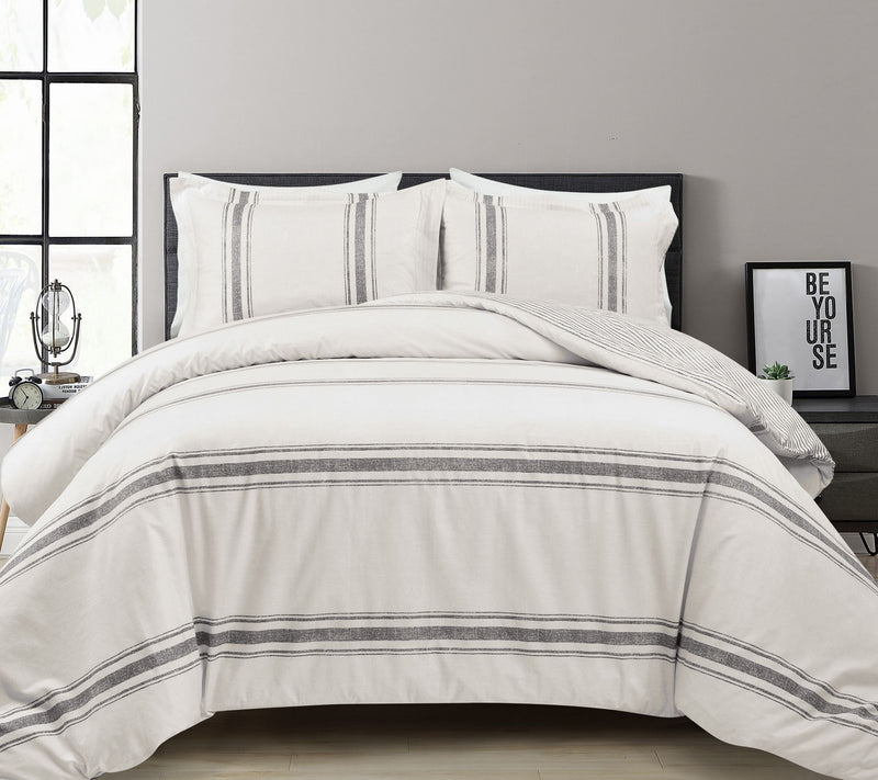Farmhouse Stripe 3-pc King Duvet Cover Set by Lush Decor — View 5