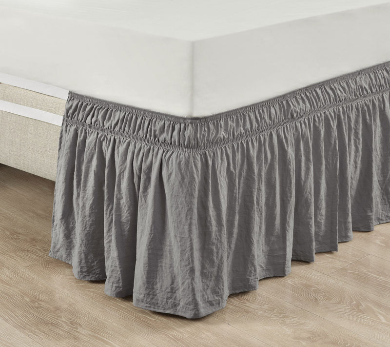 Ruched Ruffle Elastic Wrap-Around Twin/Twin-XL/Full Bedskirt — View 3