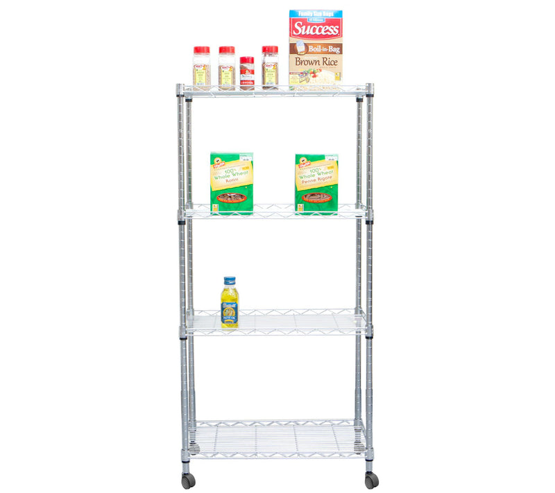 Mind Reader 4-Tier Silver Adjustable Rolling Storage Rack — View 4