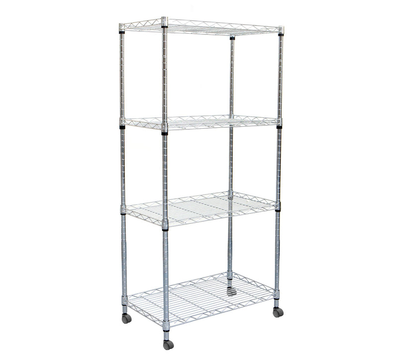 Mind Reader 4-Tier Silver Adjustable Rolling Storage Rack — Main view