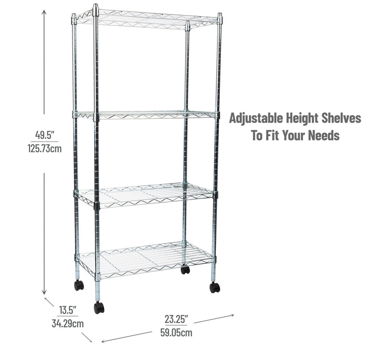 Mind Reader 4-Tier Silver Adjustable Rolling Storage Rack — View 7