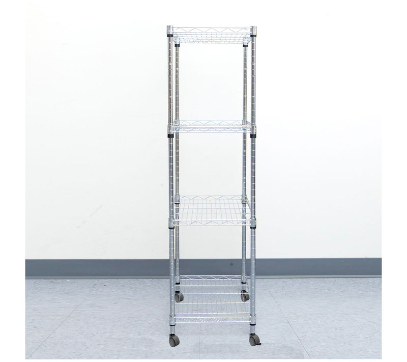 Mind Reader 4-Tier Silver Adjustable Rolling Storage Rack — View 5