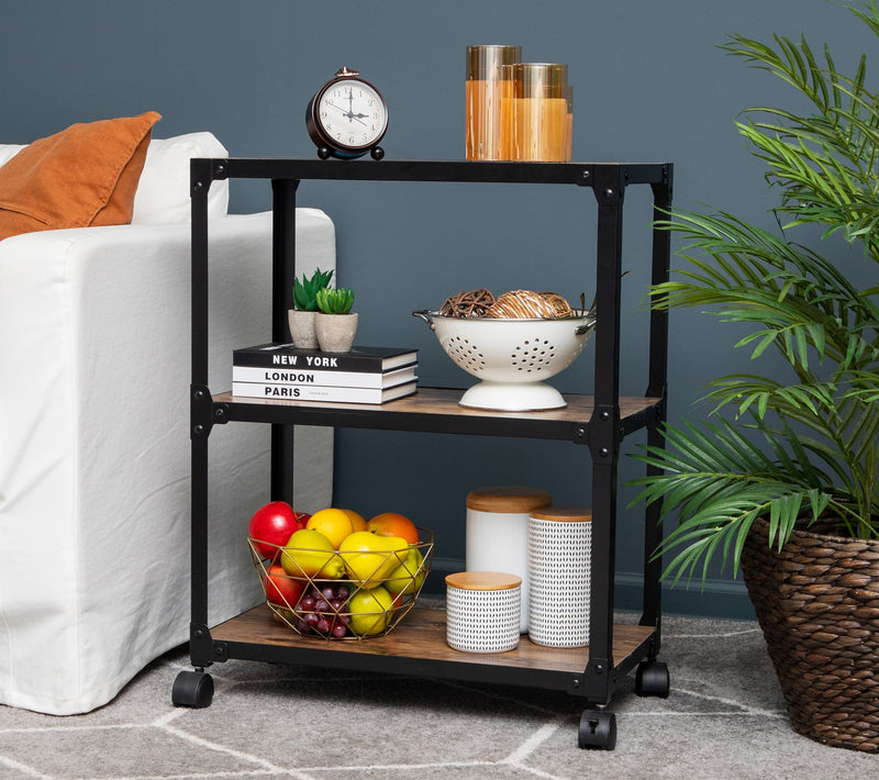 Mind Reader 3-Tier Rolling Bar Cart on Wheels — Main view