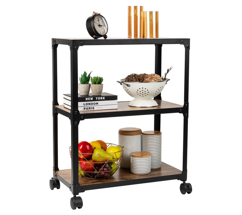 Mind Reader 3-Tier Rolling Bar Cart on Wheels — View 2