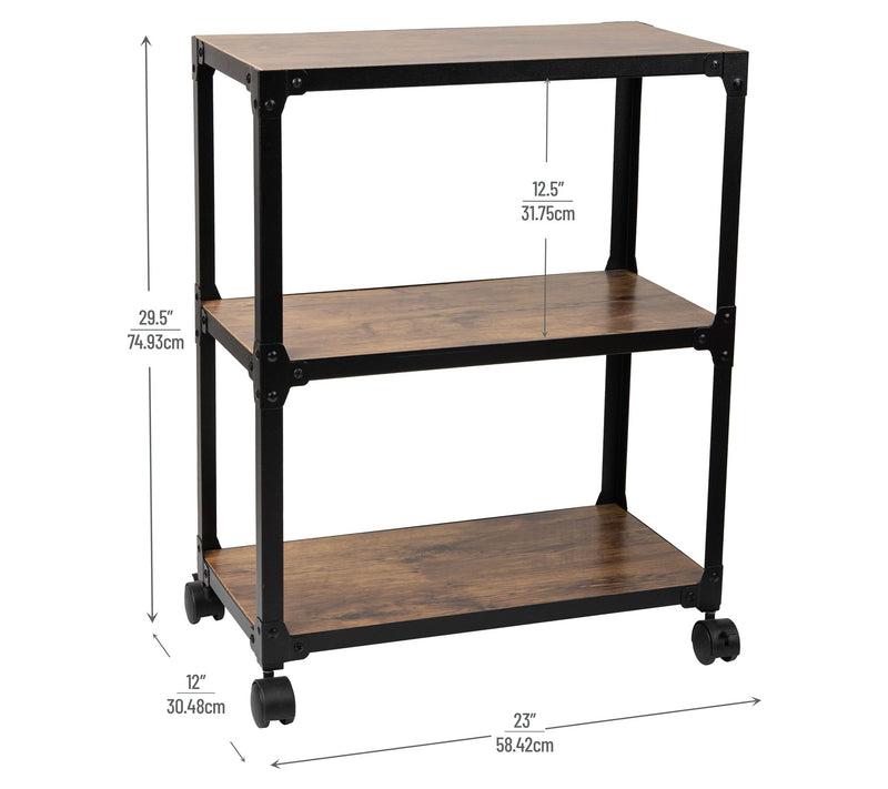 Mind Reader 3-Tier Rolling Bar Cart on Wheels — View 3