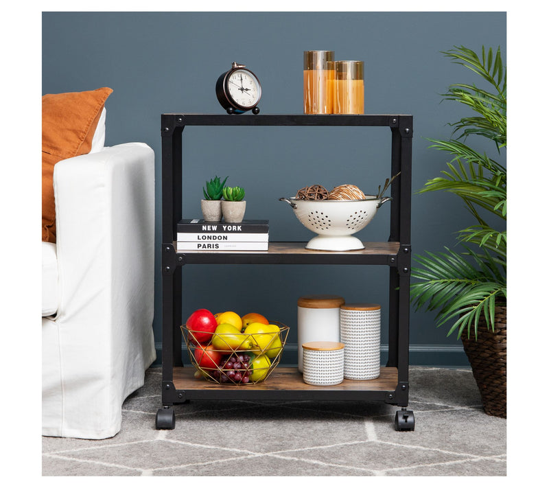 Mind Reader 3-Tier Rolling Bar Cart on Wheels — View 7