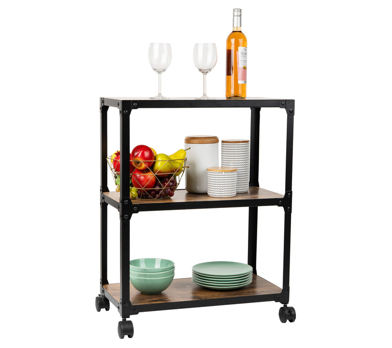 Mind Reader 3-Tier Rolling Bar Cart on Wheels — View 4