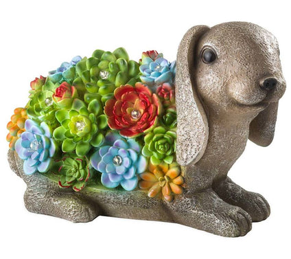 Evergreen Enterprises Solar Resin Succulent Rabbit