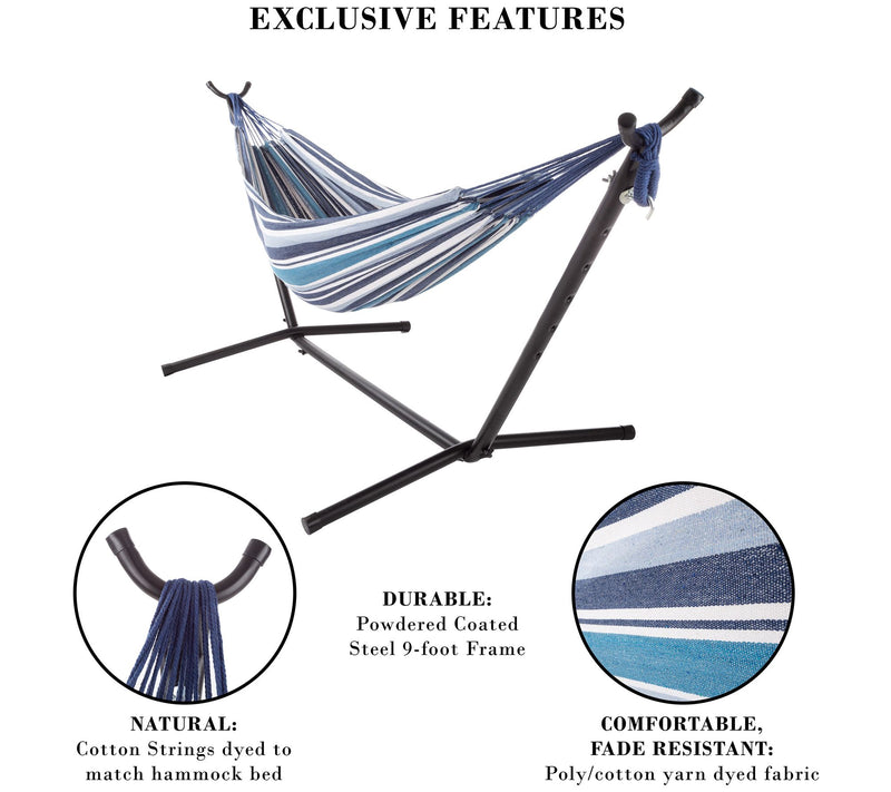 Pure Garden Double Brazilian Hammock with Stand — View 3
