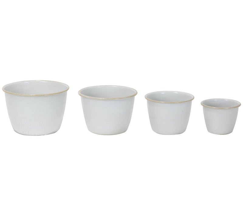 Foreside Home & Garden S/4 Antiqued White Enamel Planters — Main view